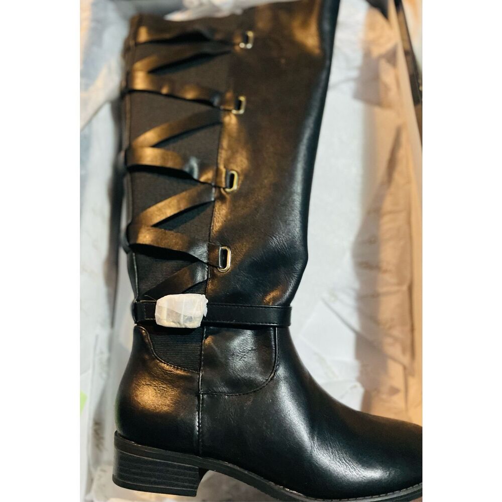 NWT Thalia Sodi Veronkia Criss Cross Faux Leather over the knees boots size 6.5 - Picture 7 of 7